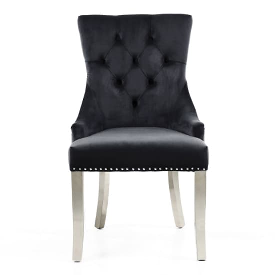 Cankaya Black Velvet Accent Chairs With Silver Legs In Pair_3