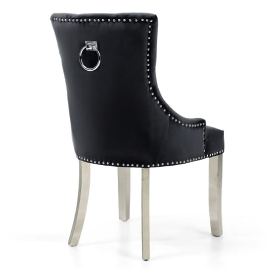 Cankaya Black Velvet Accent Chairs With Silver Legs In Pair_4