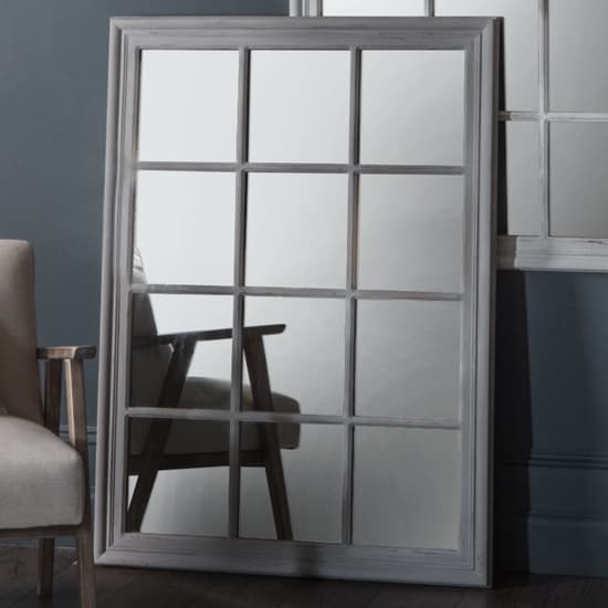 Chester Window Design Wall Mirror In Distressed Grey_2