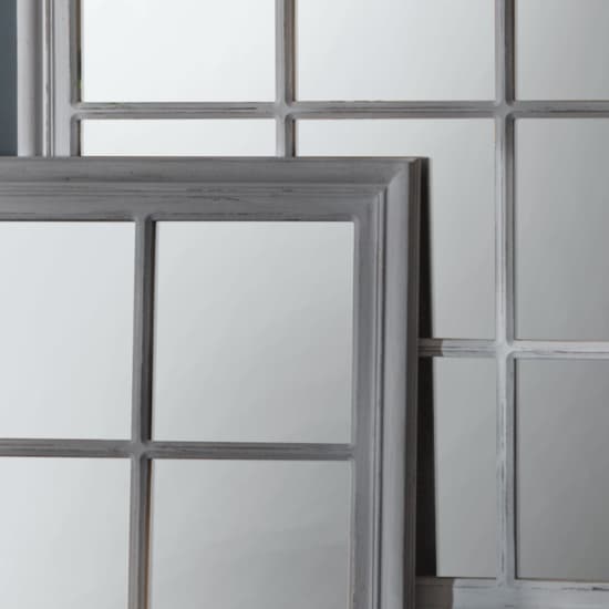 Chester Window Design Wall Mirror In Distressed Grey_3