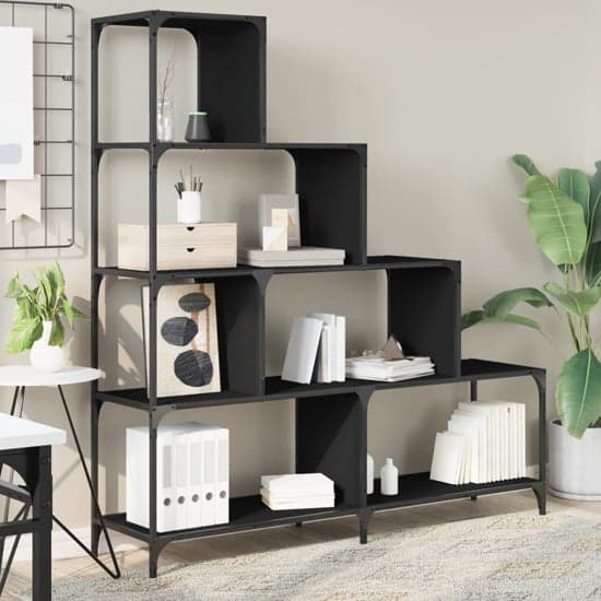 Chester Wooden Bookcase With 6 Shelves In Black_1
