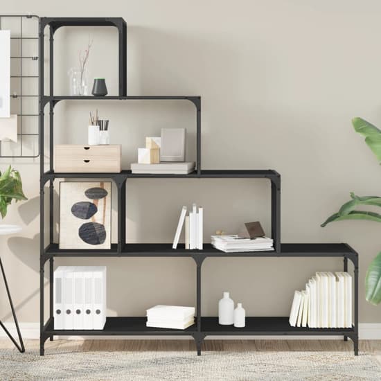 Chester Wooden Bookcase With 6 Shelves In Black_2