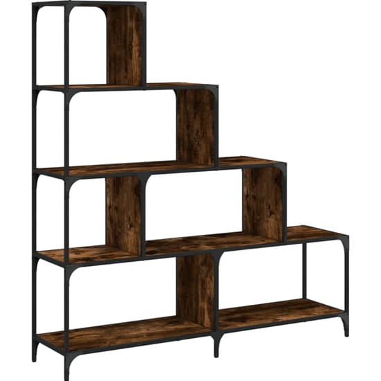 Chester Wooden Bookcase With 6 Shelves In Smoked Oak_3