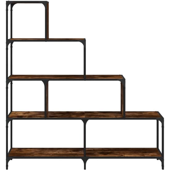 Chester Wooden Bookcase With 6 Shelves In Smoked Oak_4