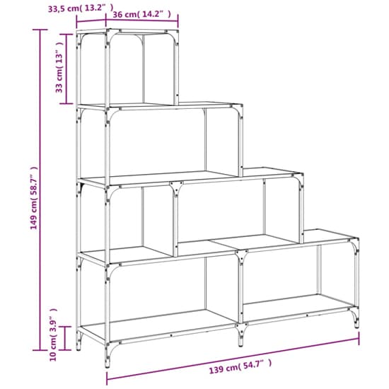 Chester Wooden Bookcase With 6 Shelves In Sonoma Oak_6