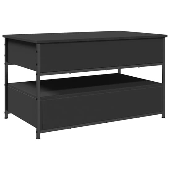Chester Wooden Coffee Table Large With 2 Drawers In Black_5