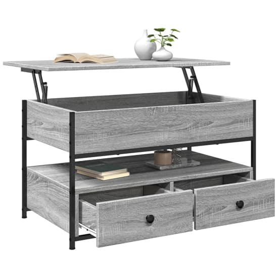 Chester Wooden Coffee Table Large With 2 Drawers In Grey Sonoma_3