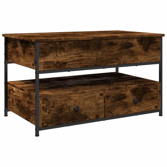 Chester Wooden Coffee Table Large With 2 Drawers In Smoked Oak_2