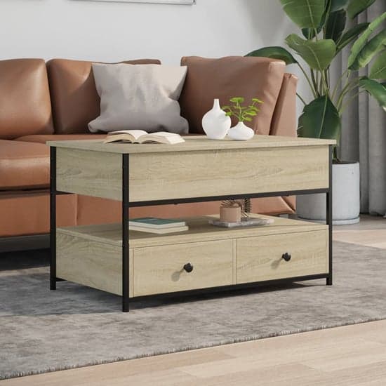 Chester Wooden Coffee Table Large With 2 Drawers In Sonoma Oak_1