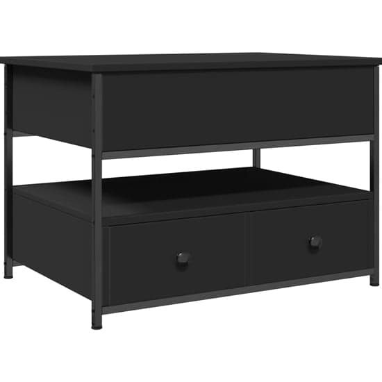 Chester Wooden Coffee Table Small With 2 Drawers In Black_2