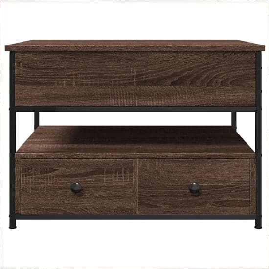 Chester Wooden Coffee Table Small With 2 Drawers In Brown Oak_3