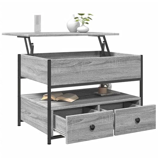 Chester Wooden Coffee Table Small With 2 Drawers In Grey Sonoma_3