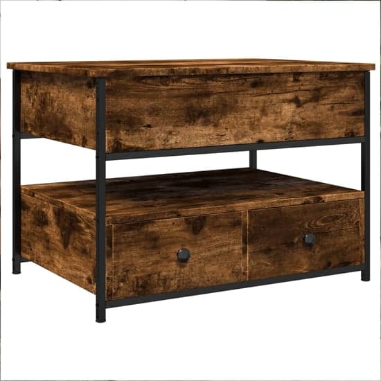 Chester Wooden Coffee Table Small With 2 Drawers In Smoked Oak_2