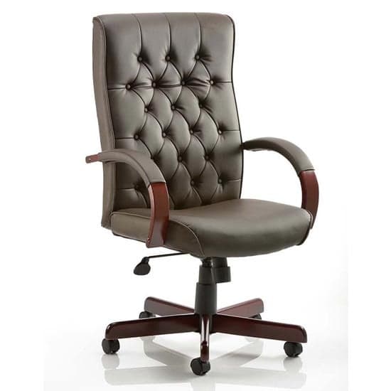 Chesterfield Leather Office Chair In Brown With Arms_1