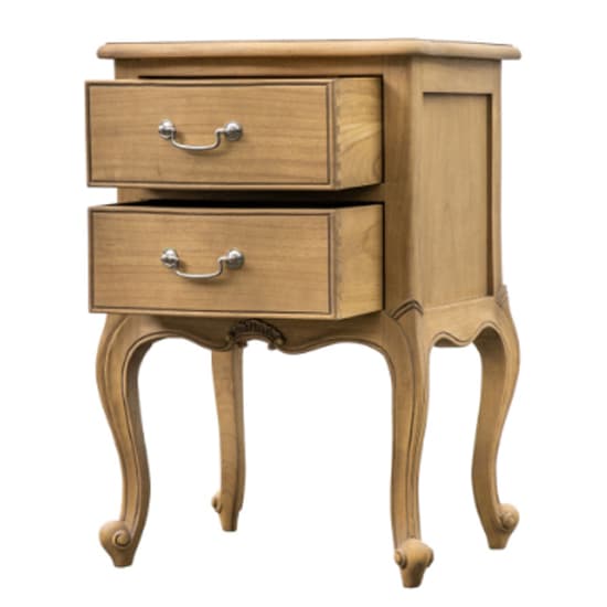 Chia Wooden Bedside Cabinet With 2 Drawers In Weathered_3
