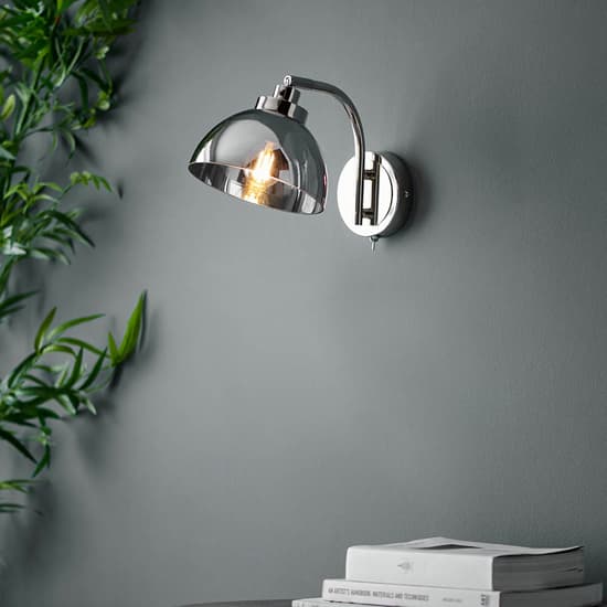 Chico Smoked Glass Shade Wall Light In Bright Nickel_2