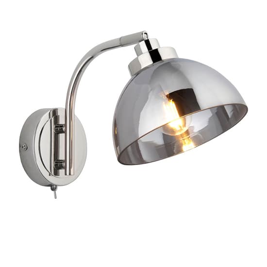 Chico Smoked Glass Shade Wall Light In Bright Nickel_6