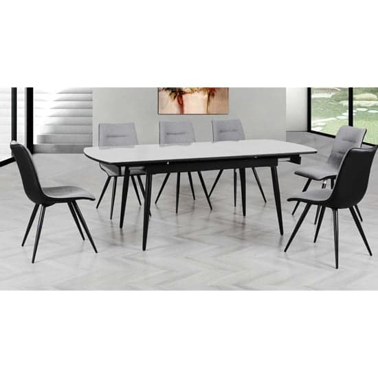 Chieti Extending Sintered Stone Dining Table With 6 Grey Chairs_1