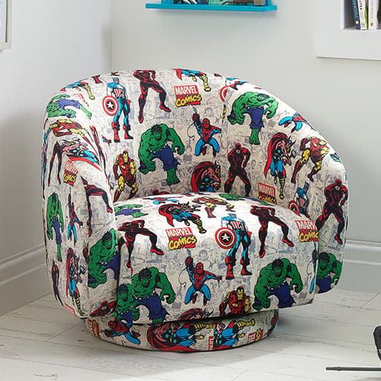 Childrens Marvel Fabric Accent Swivel Chair In Multi-Colour_1