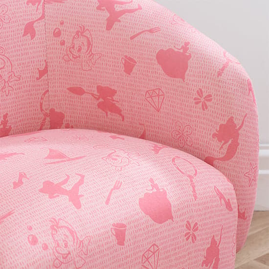 Childrens Princess Fabric Swivel Accent Chair In Pink_3