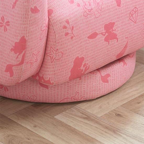 Childrens Princess Fabric Swivel Accent Chair In Pink_4