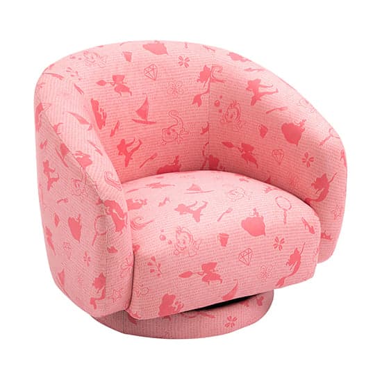 Childrens Princess Fabric Swivel Accent Chair In Pink_5