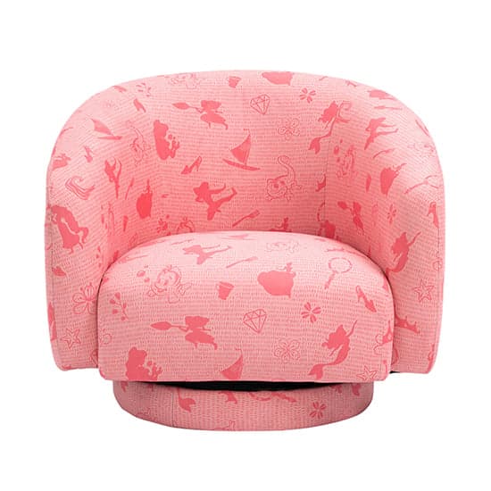 Childrens Princess Fabric Swivel Accent Chair In Pink_6