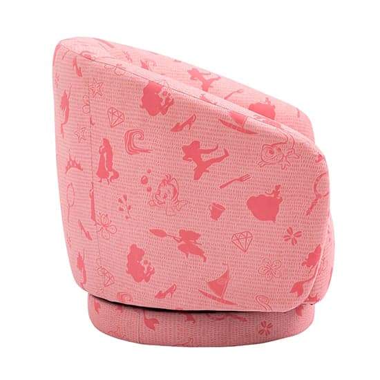 Childrens Princess Fabric Swivel Accent Chair In Pink_7