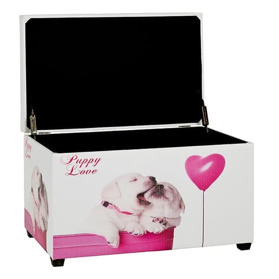 Chino Synthetic Leather Storage Ottoman In Puppy Print_2
