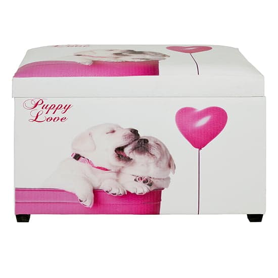 Chino Synthetic Leather Storage Ottoman In Puppy Print_3