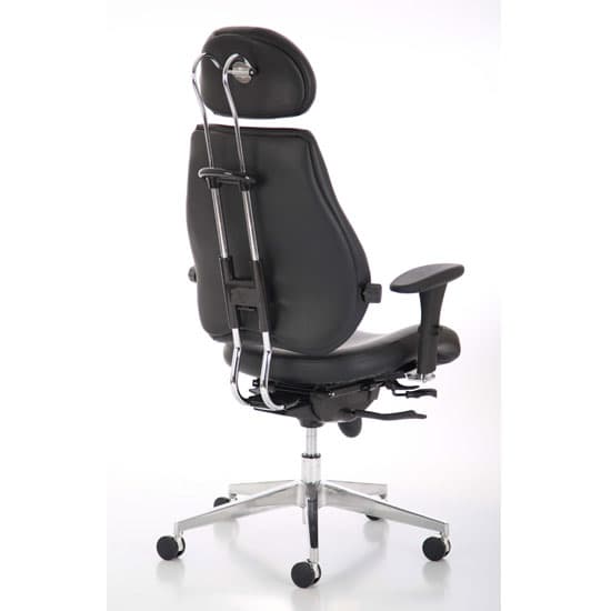Chiro Plus Leather Headrest Office Chair In Black With Arms_2