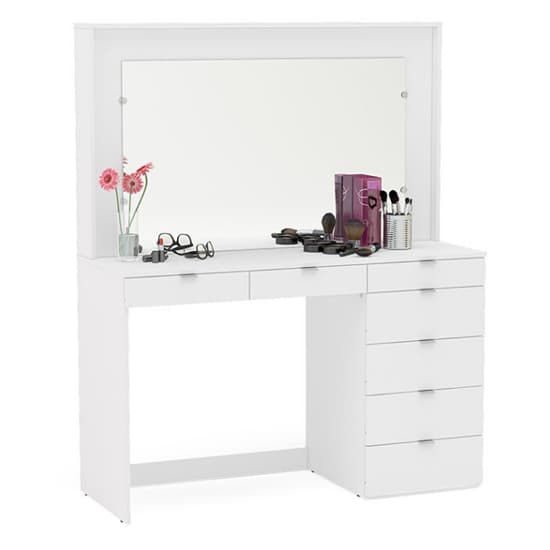 Chloe Wooden Dressing Table With 7 Drawers And Mirror In White_2