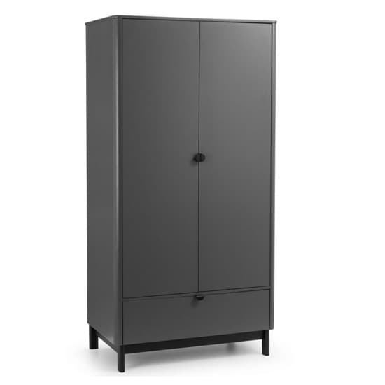Cadhla Wooden Wardrobe in Strom Grey With 2 Doors And 1 Drawer_3