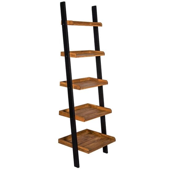 Chollerford Wooden Ladder Shelving Unit In Natural And Black_2