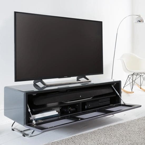 Chroma High Gloss TV Stand With Steel Frame In Grey_2