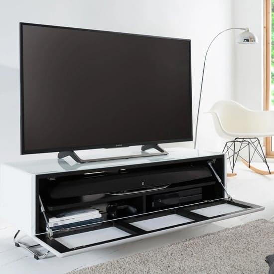 Chroma High Gloss TV Stand With Steel Frame In White_2
