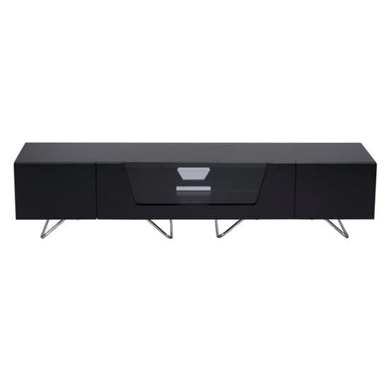 Chroma Large High Gloss TV Stand With Steel Frame In Black_2