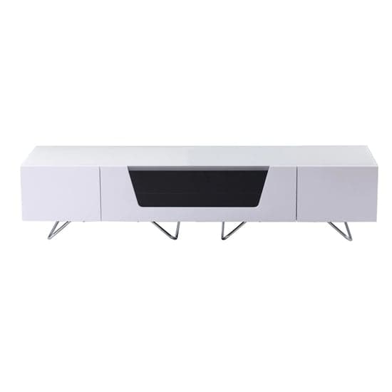 Chroma Large High Gloss TV Stand With Steel Frame In White_2