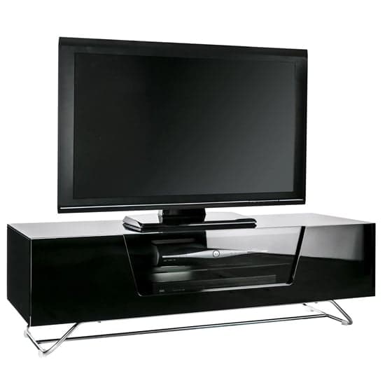 Chroma Medium High Gloss TV Stand With Steel Frame In Black_1