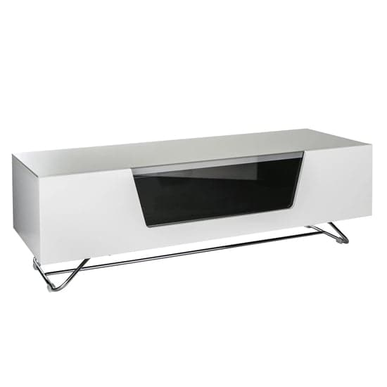 Chroma Medium High Gloss TV Stand With Steel Frame In White_2
