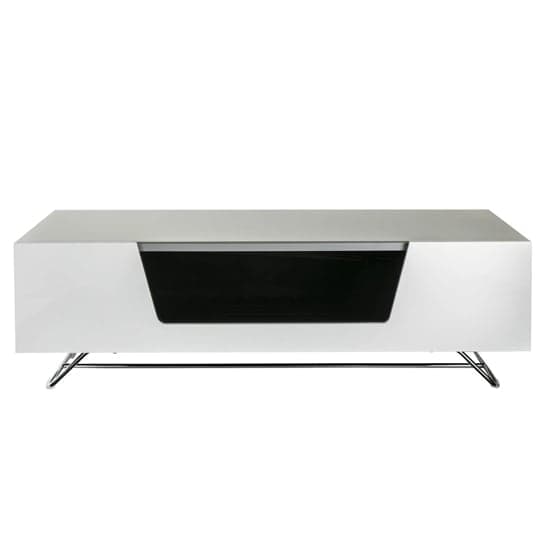 Chroma Medium High Gloss TV Stand With Steel Frame In White_3