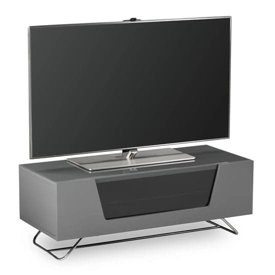 Chroma Small High Gloss TV Stand With Steel Frame In Black_1