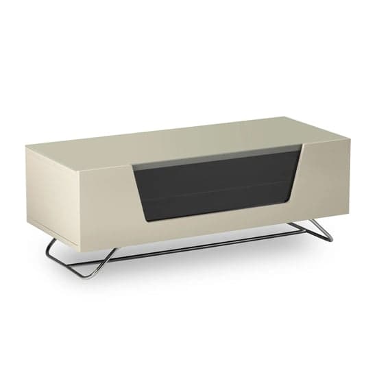 Chroma Small High Gloss TV Stand With Steel Frame In Ivory_2