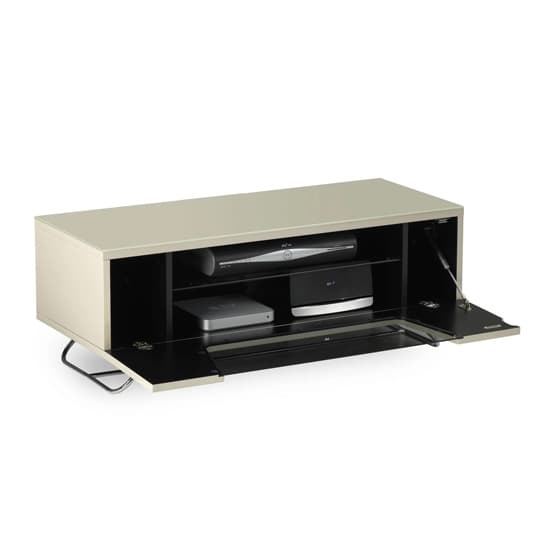 Chroma Small High Gloss TV Stand With Steel Frame In Ivory_4