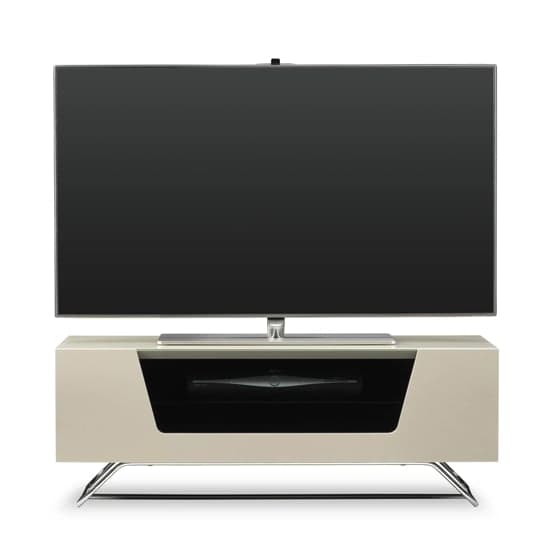 Chroma Small High Gloss TV Stand With Steel Frame In Ivory_1