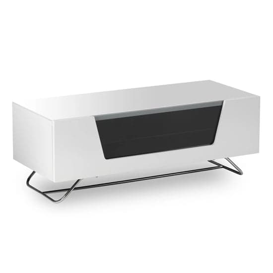 Chroma Small High Gloss TV Stand With Steel Frame In White_2