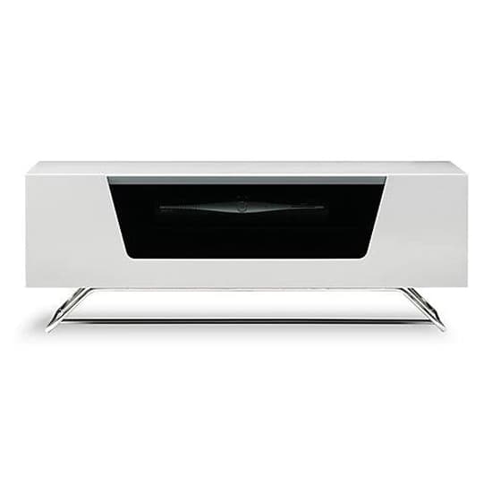 Chroma Small High Gloss TV Stand With Steel Frame In White_3