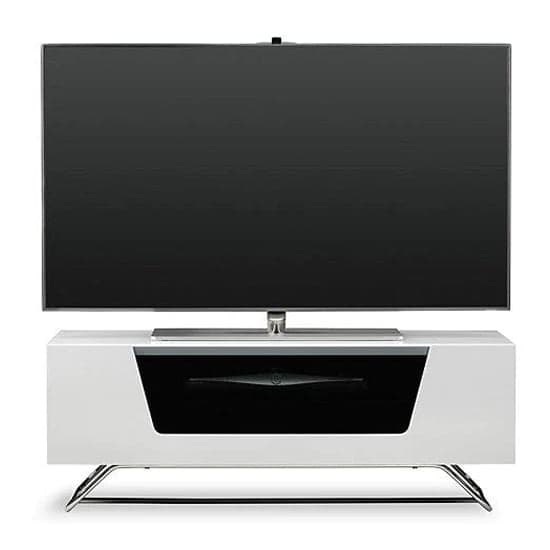 Chroma Small High Gloss TV Stand With Steel Frame In White