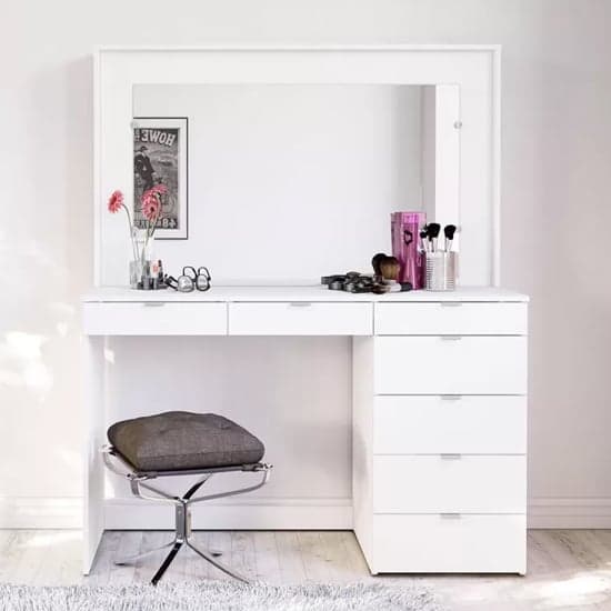 Chula Wooden Dressing Table With Mirror In White_1