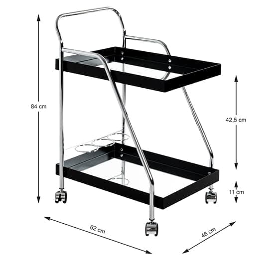 Chulavista Metal Drinks And Serving Trolley In Chrome And Black_6